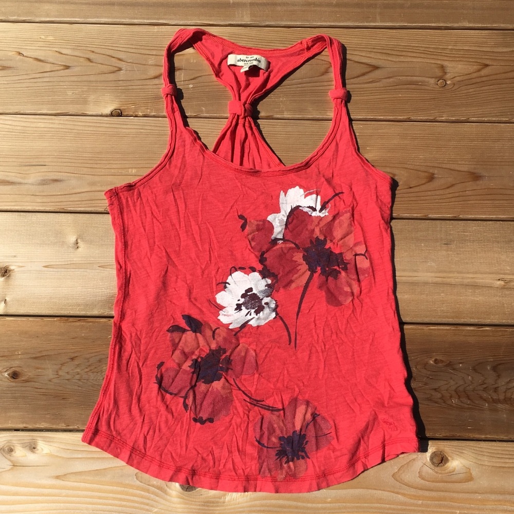 abercrombie coral racer back floral tank sz L